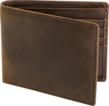 Top Grain Leather Wallet for Men | RFID Blocking | Extra Capacity Bifold Wallet with 2 ID Windows